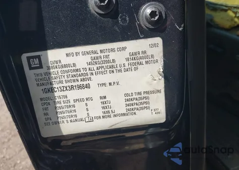 2003 GMC Yukon Slt from USA, damaged, VIN 1GKEC13ZX3R196840